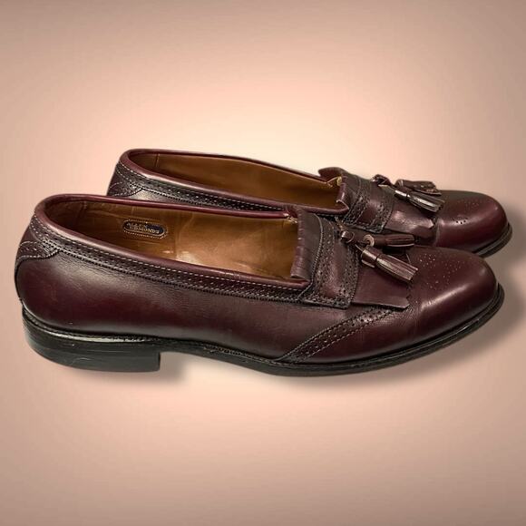 Men\'s ALLEN EDMONDS Bridgeton Dark Burgundy USA Made Tassel Loafers EUC main image 6